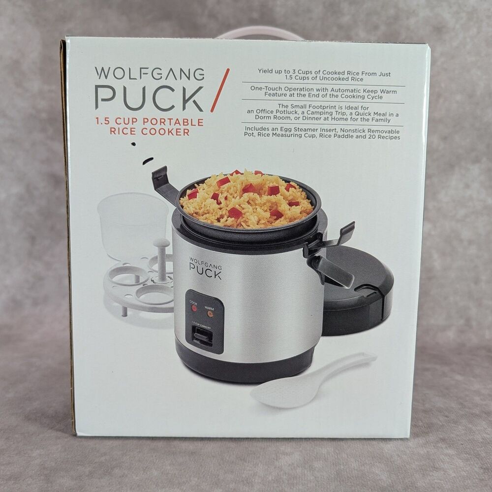 Wolfgang Puck Rice Cooker Mini Portable Travel 1.5 Cup Model SWPMRCS070IT OPENED